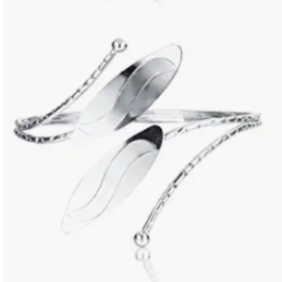 Silver Upper Arm Bracelet Cuff Armlet - Picture 6 of 6